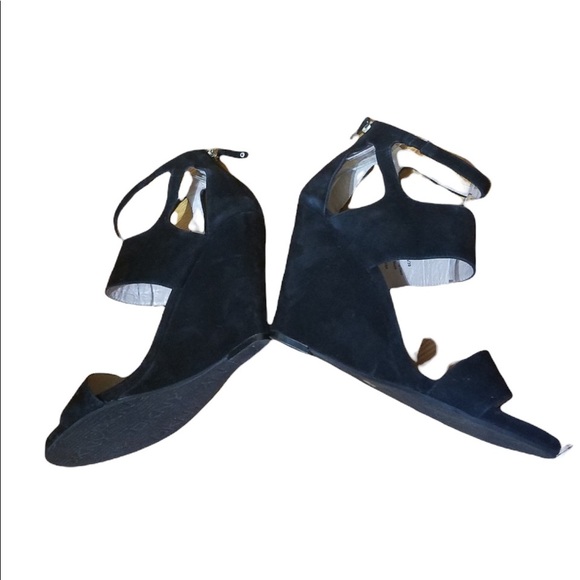 DKNY Suede Leather Black Wedges Size 8.5 - Picture 10 of 13